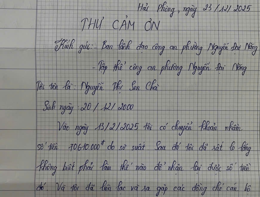 Công an phường Nguyễn Đại Năng kịp thời hỗ trợ công dân nhận lại 70 triệu tiền chuyển khoản nhầm